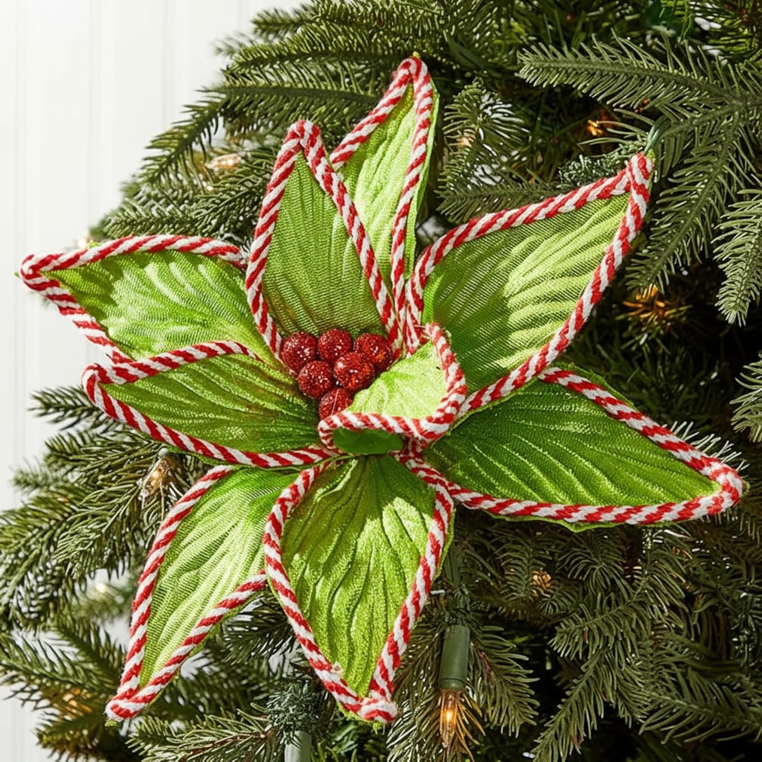 TEMU Large Artificial Christmas Poinsettia Stems, Faux Poinsettia Flowers With Leaves, Oversized Christmas Floral Picks For Tree, Wreath, Garland,