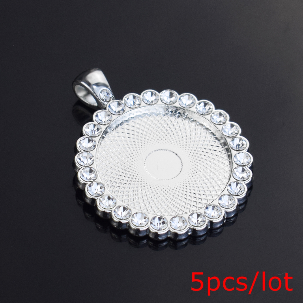 TEMU 5pcs Making - Pre-made Necklace Base Pendants With 25mm Cabochon Setting, Blank Pendant Findings For Beads, Charms, Stones - Craft Accessories
