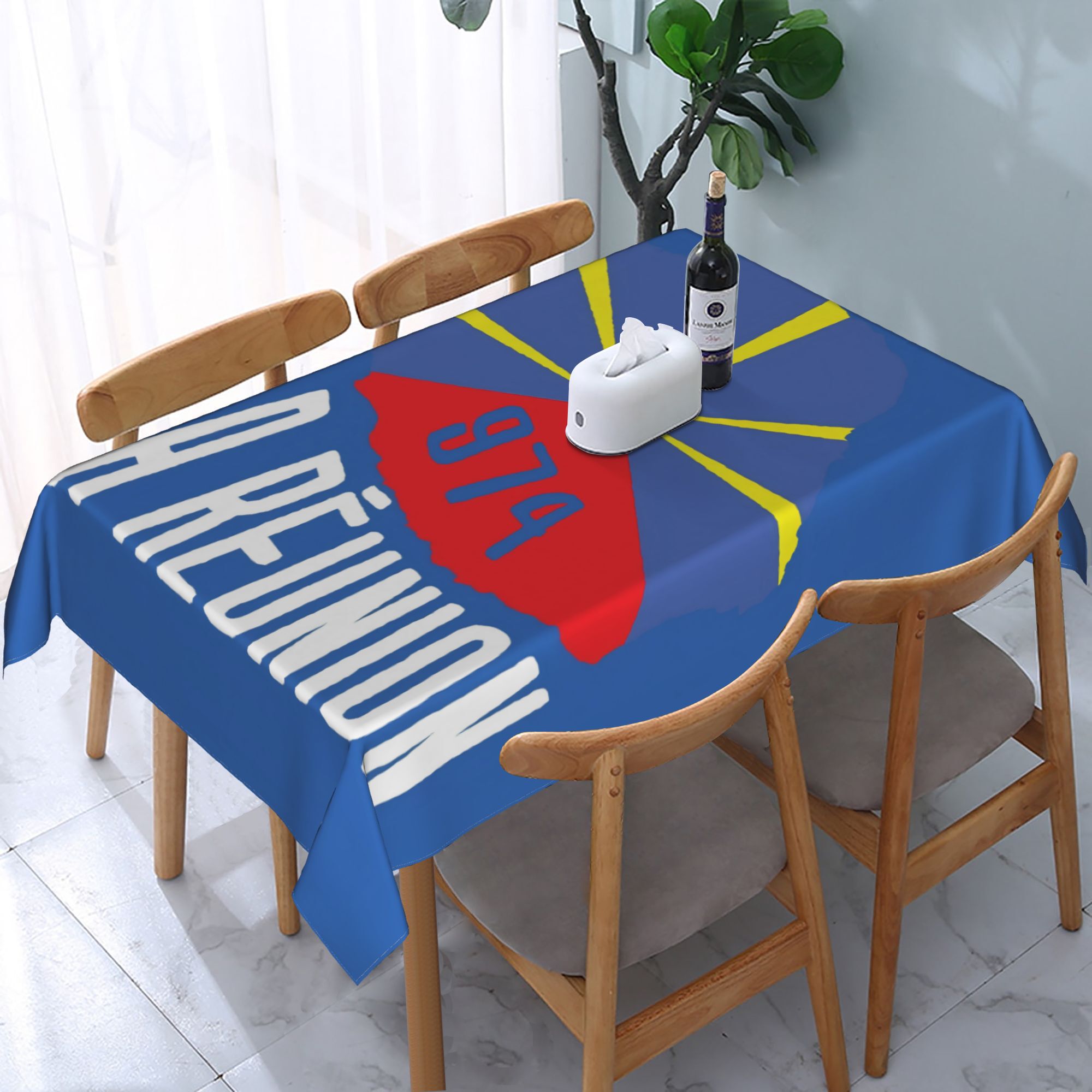 TEMU Nappe Rectangulaire Imprimée Mode Île de la , Dessin , Petit Motif Transparent, Nappe de Fête, Décoration d'Intérieur pour Salon