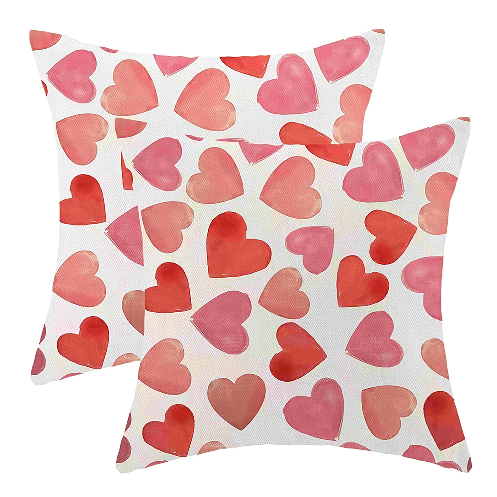 TEMU 2-pack Love- Pattern Pillow Covers | Polyester Cushion Cover With Zipper, Hand Wash Only, Ideal For Living Room And Bedroom Decor