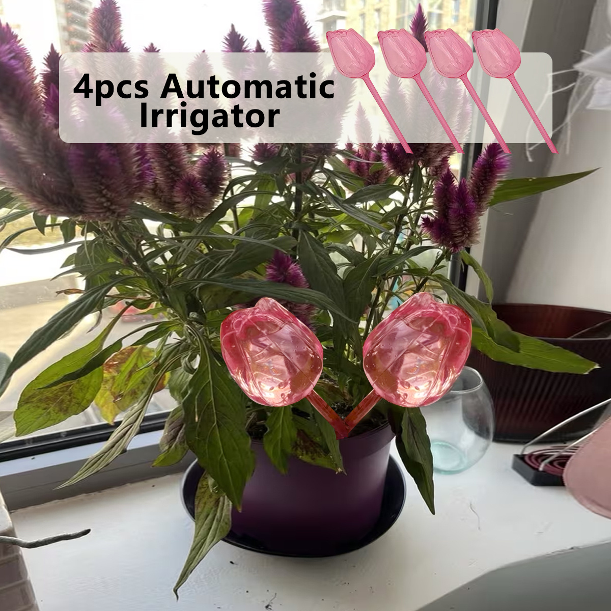 E-shop 4er-Set Tulpen-Bewässerungskugeln/Automatischer Bewässerer, Verlängerte Tropffrist für Zimmerpflanzen im Innen- und Außenbereich, Hängekörbe,
