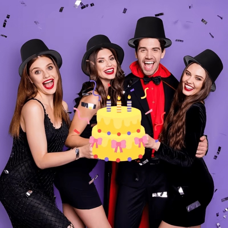 9pcs Vintage Disco and Magician Top Hats Set