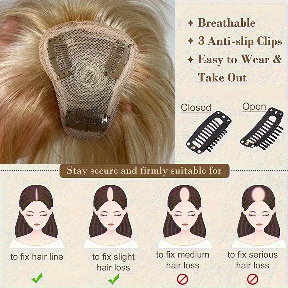 100 human hair clip in toppers with bangs t part straight hair extensions 12p613   bleach blonde for thin hair daily use special occasions elegant style for women of all   versatile hairpiece secure clip attachments details 5