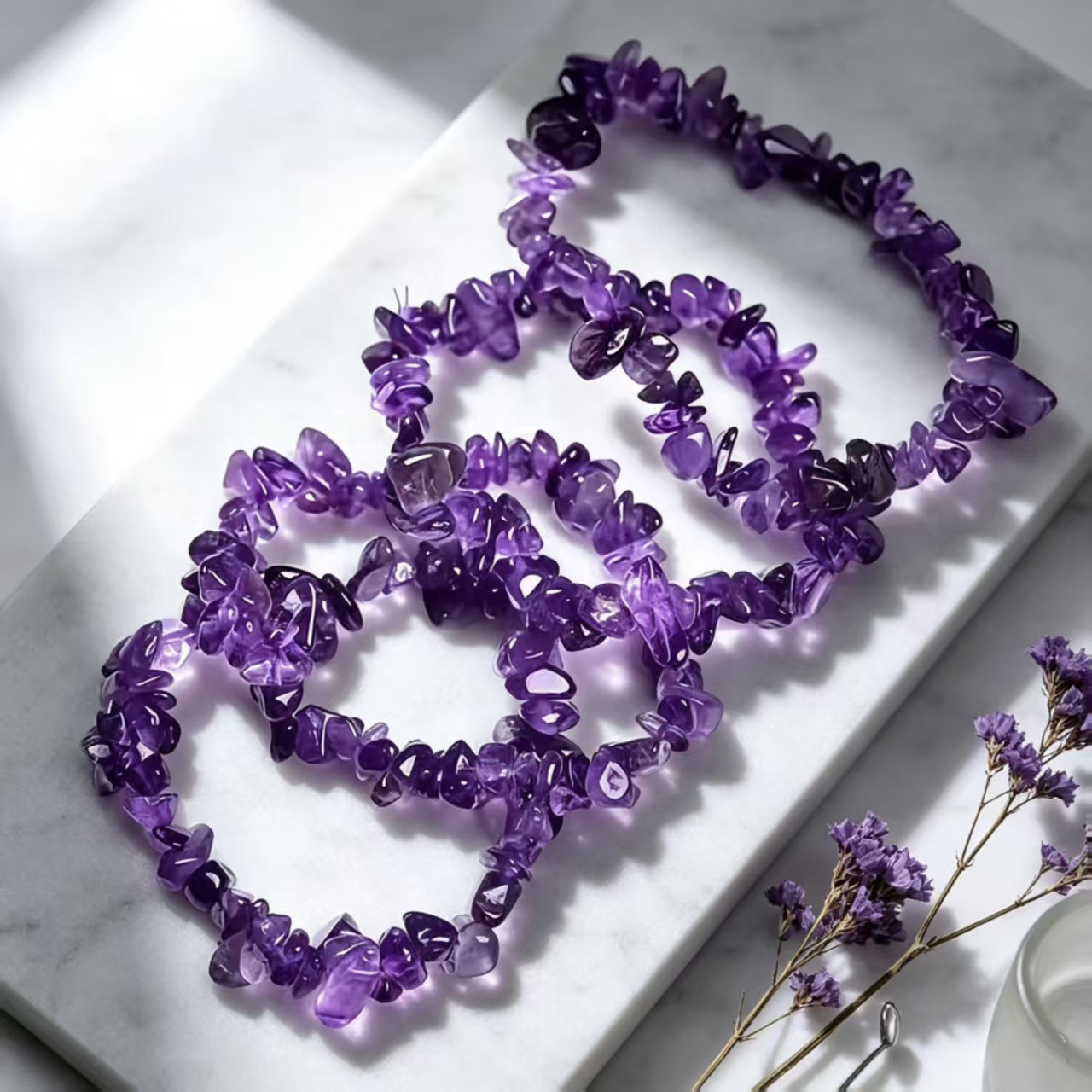 3pcs Bohemian Crystal Bracelets for Women, Elastic Stretch