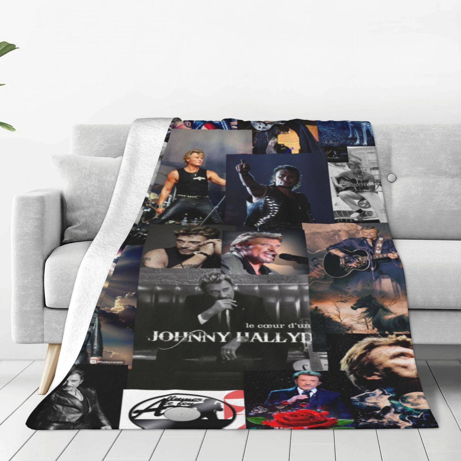 

Hallyday Themed Flannel Throw Blanket - Cozy For Bed, Sofa, Travel, Camping - Ideal Gift For Music Fans, Friends, Family, Halloween, Birthdays, Travel Blanket|music Themed Decor|cozy Warm Blanket