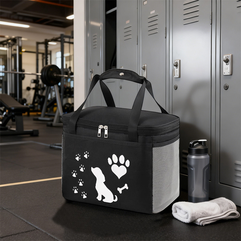 TEMU 1pc Dog Paw Printed Lunch Bag - Large Capacity Insulated Cooler Bag, Convenient For Commuting, Camping, And Picnics - Food-free, A Camping
