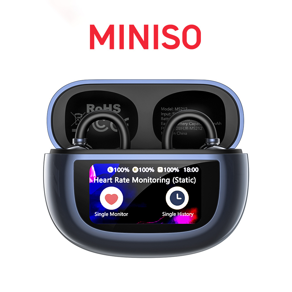 Image of Miniso Ms212 With -hour , The Ai Translation Earphone Features A High-definition Screen For , Type-c Port Charging, And Supports 150 Languages For Easier Cross-language Translation. Suitable F