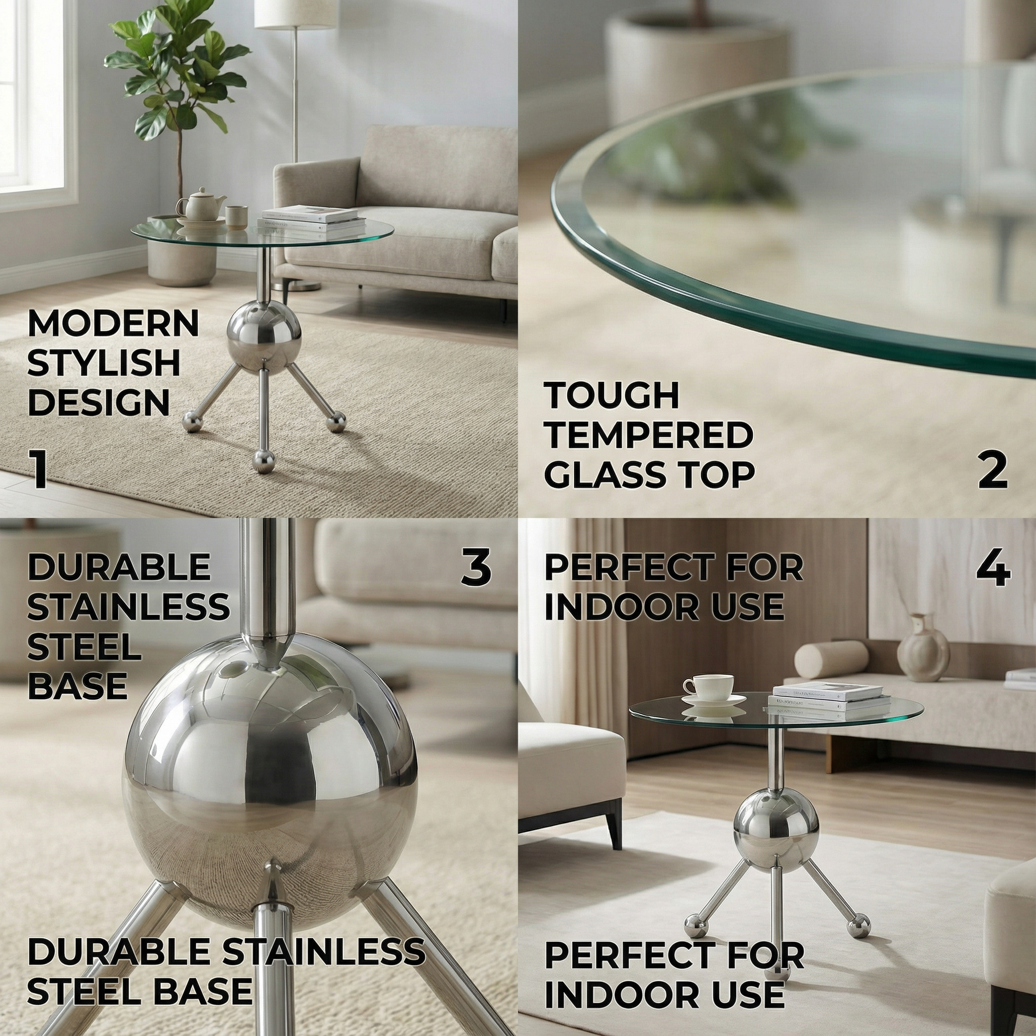 Sumdeal Modern Round Glass Side Table - 19.7
