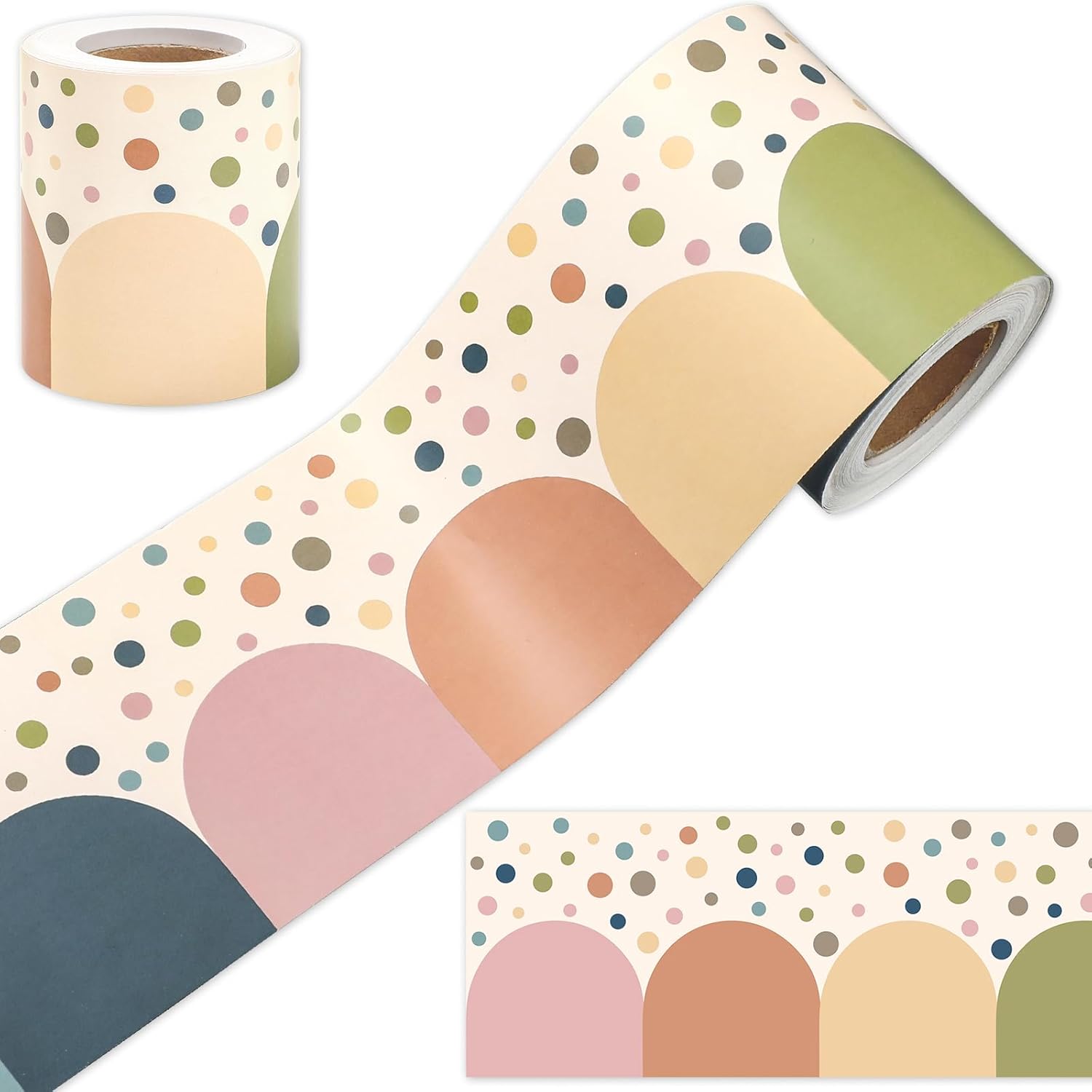 TEMU 32.8ft Boho Dot Classroom Bulletin Board Borders Colorful Boho Dot Self-adhesive Die-cut Rolled Border Trim For Chalkboard Wall Decoration