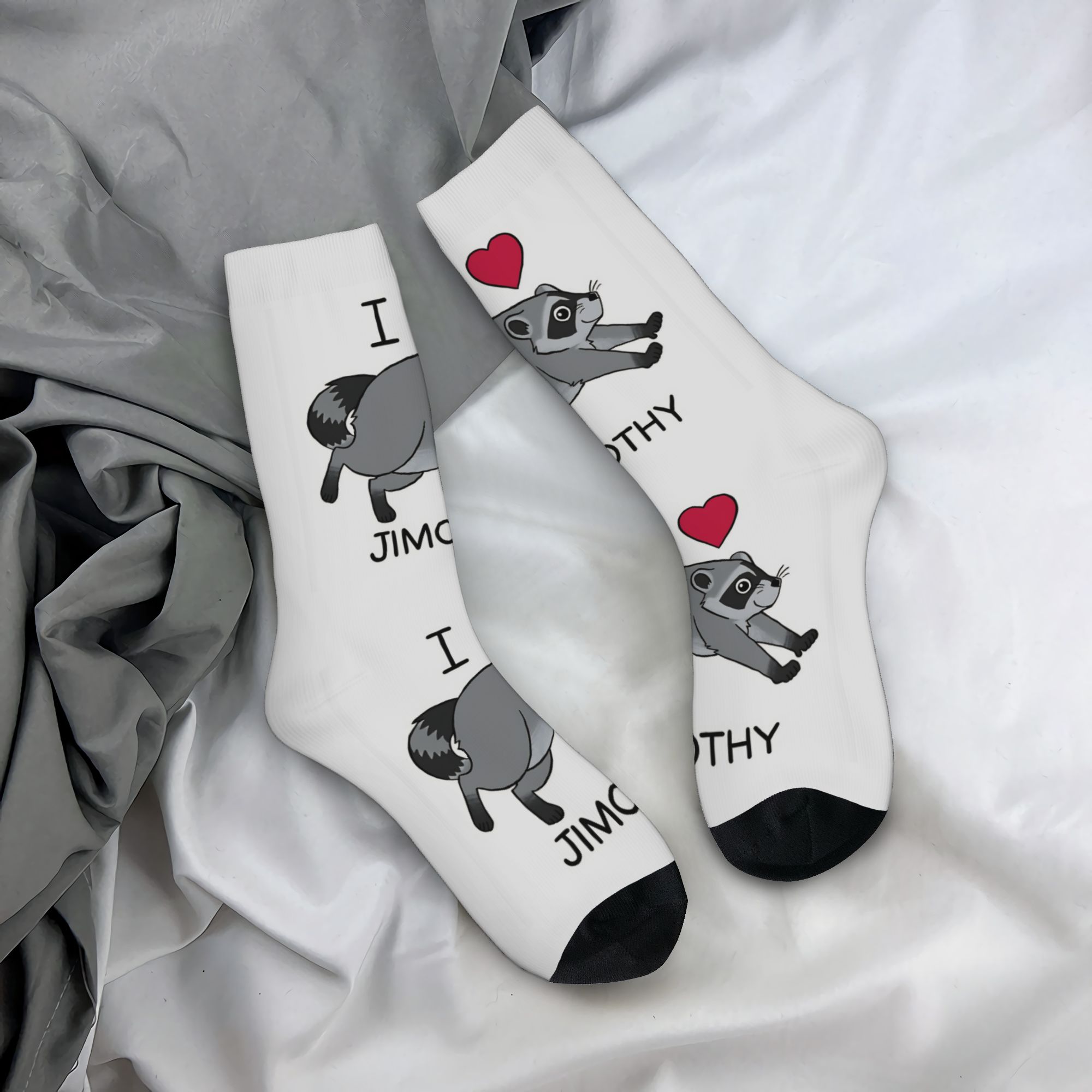 TEMU 1 Pair Funny Love Jimothy The Raccoon Vintage Harajuku Street Style Novelty Seamless