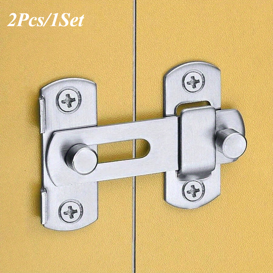 TEMU 2 Pieces In 1 Set, A Sturdy Stainless Steel Sliding Door Lock Featuring Bolts - Designed For Anti-theft Security For Sheds, Pet Cages, And Barn