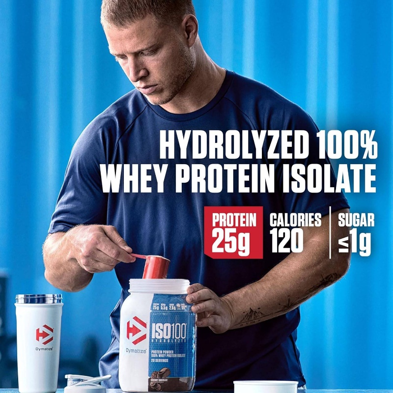 589.67g (591 Servings) ISO100 Vanilla Whey Protein Isolate Powder - Fast-Acting Hydrolyzed BCAA-Rich Post-Workout, Building Supplement, Informed-Choice, Gluten-Free & Pure Whey Isolate for Bodybuilding Shakes