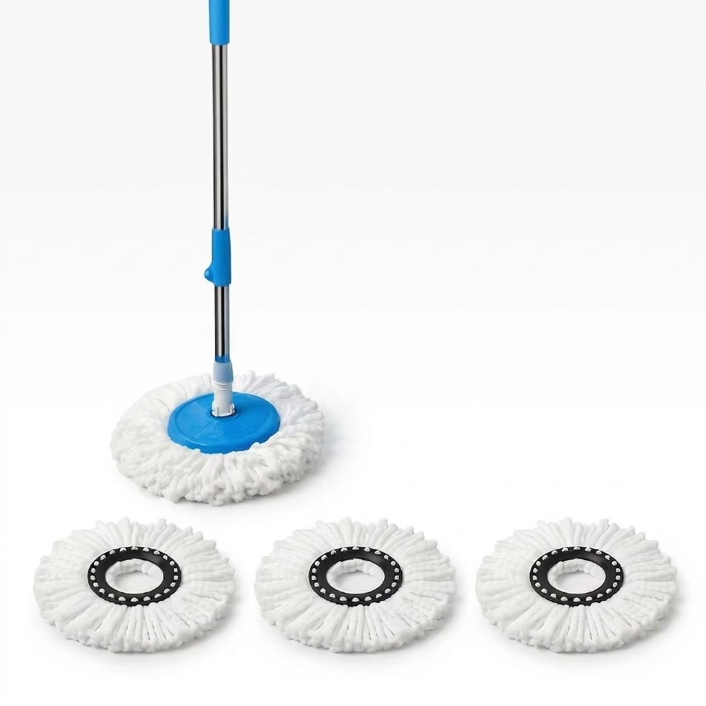 TEMU Set Serpillière Rotative et Seau avec Essoreuse, Système de Seau à Serpillière Rotatif à 360° avec 2 Têtes de Serpillière de Rechange en
