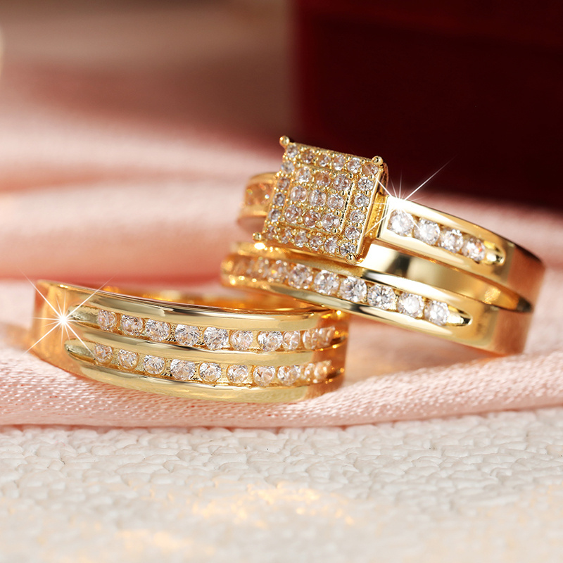 Luxury Shiny Full Paved Synthetic Zirconia Ring Set