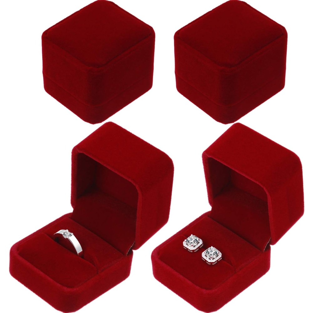 4pcs Ring Earring Box Set for Wedding and Engagement Gifts