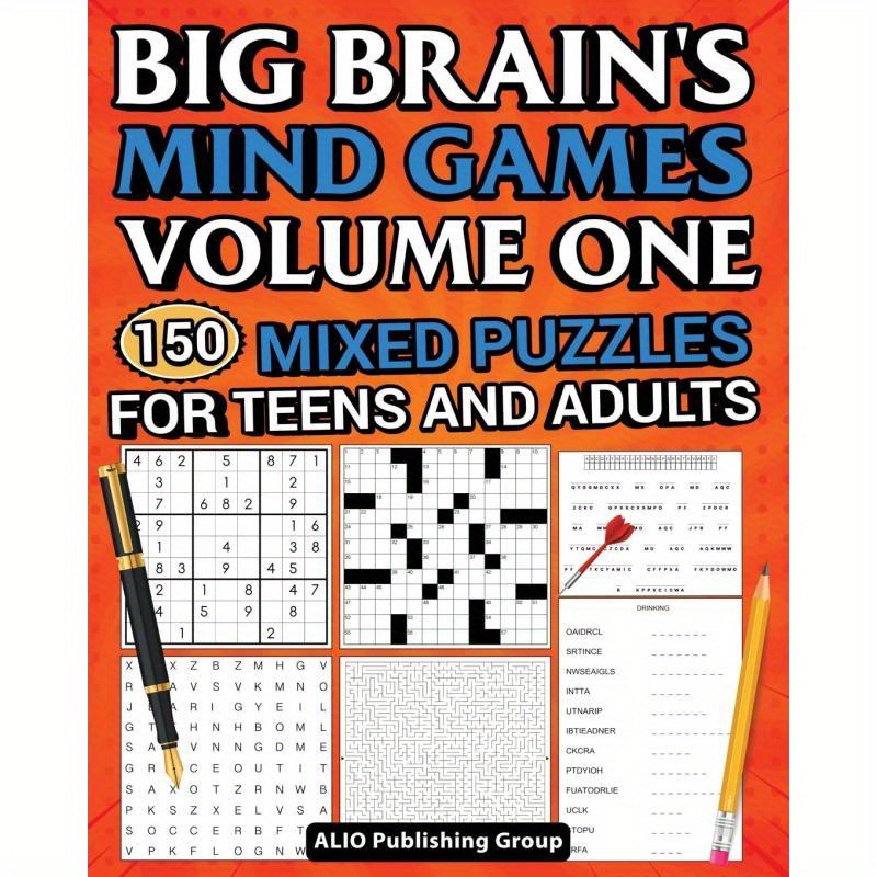 TEMU Big Brain's Mind Games Volume 1 150 Mixed Puzzles For Teens And Adults:a Logic Games Brain Training Activity Book For Adults