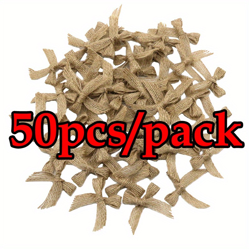 TEMU (50pcs/pack) 1cm Burlap Bows - Holiday Decorations, Candle Decorations, Curtain Trim Decorations, Clothing Embellishments, Diy Craft Decorations