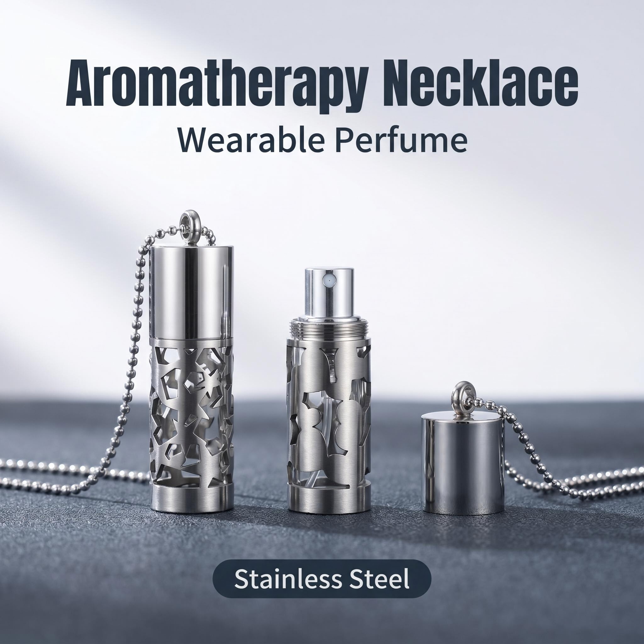 Detachable Stainless Steel Perfume Bottle Necklace