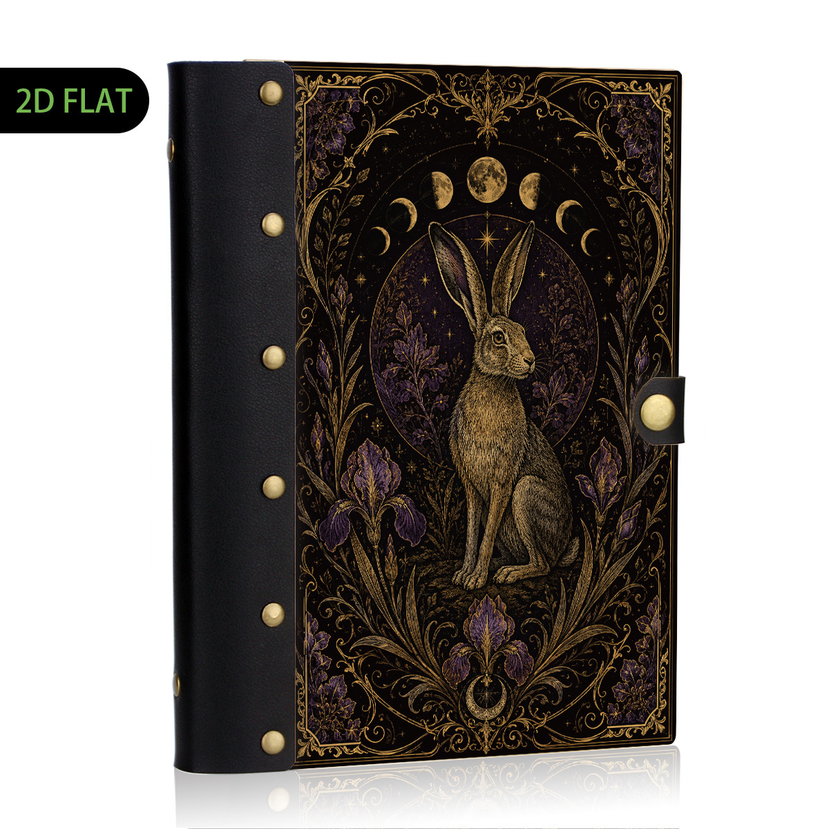 TEMU 1pc Vintage Dark Purple Lunar Iris Wood Leather Binder Notebook, Refillable Loose Leaf, 2d Flat Hard Shell Metal Rivets, Premium Eye-friendly ,