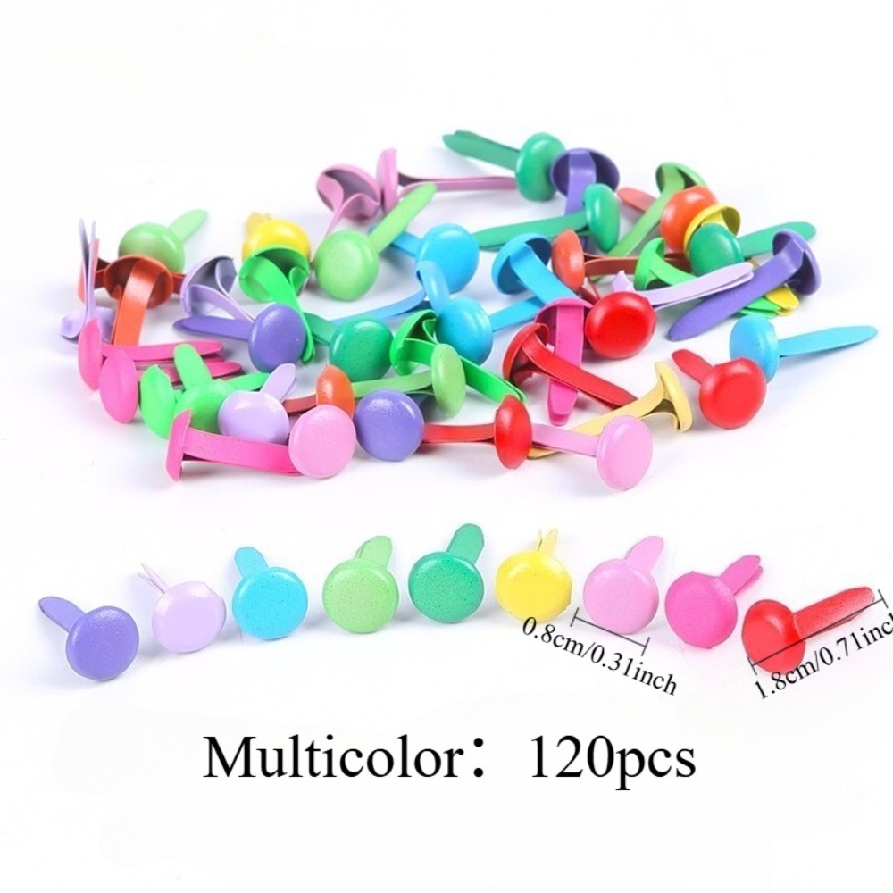 TEMU 120pcs Paper Metal Fasteners, Mini Brads For Paper Crafts Metal Brads Paper Fasteners For Crafts 8mm X 18mm Multicolor Split Pins Brad Fasteners