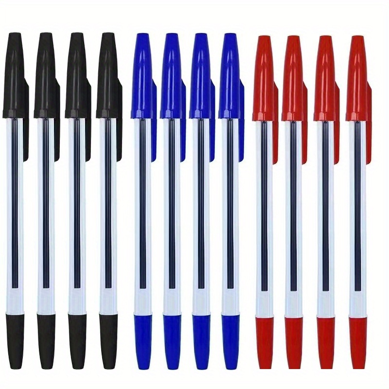TEMU 12pcs/mix Quick- Pens, With Removable Cap, Medium Tip, Smooth Writing Experience, Ideal For Office And Use, Have Black, Red, Blue Can Choose