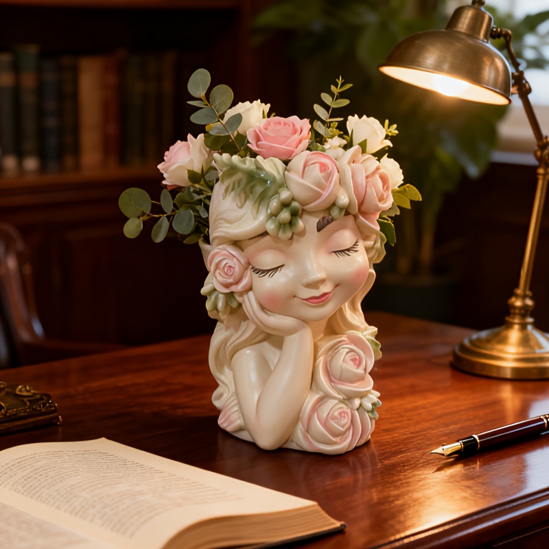 Cute Gift Resin Fairy Vase, Creative Flower Pot For Girls, Birthday Gift For Best Friend Or Girlfriend, Home Desktop Creative Decorative Ornament