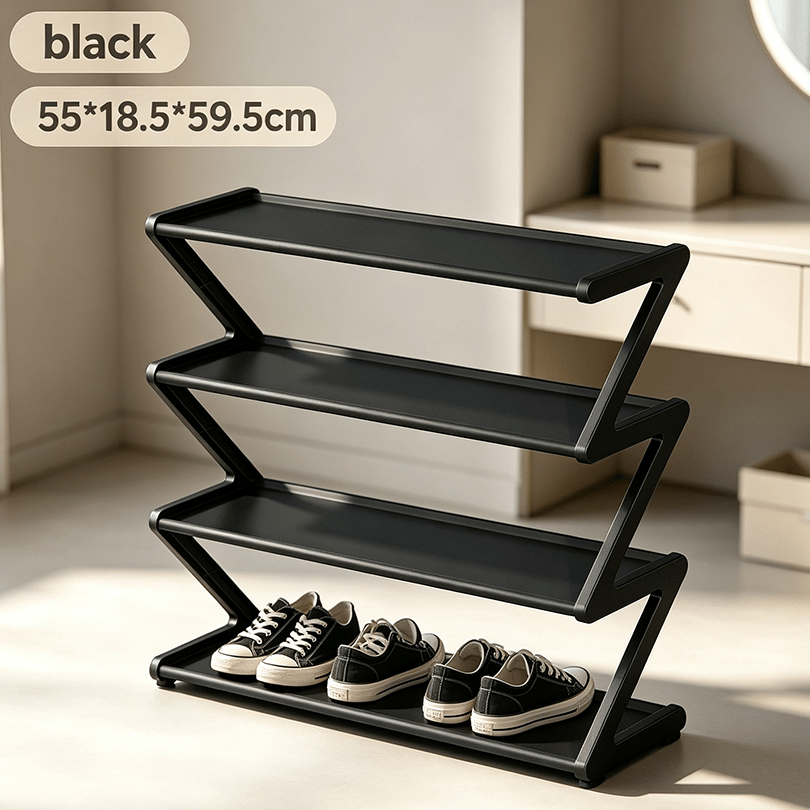 TEMU 1pc Large Capacity Z-type Non-woven Shoe Rack, Foldable And , Heavy-duty Plastic Shoe Organizer For Entryway, 3 Colors