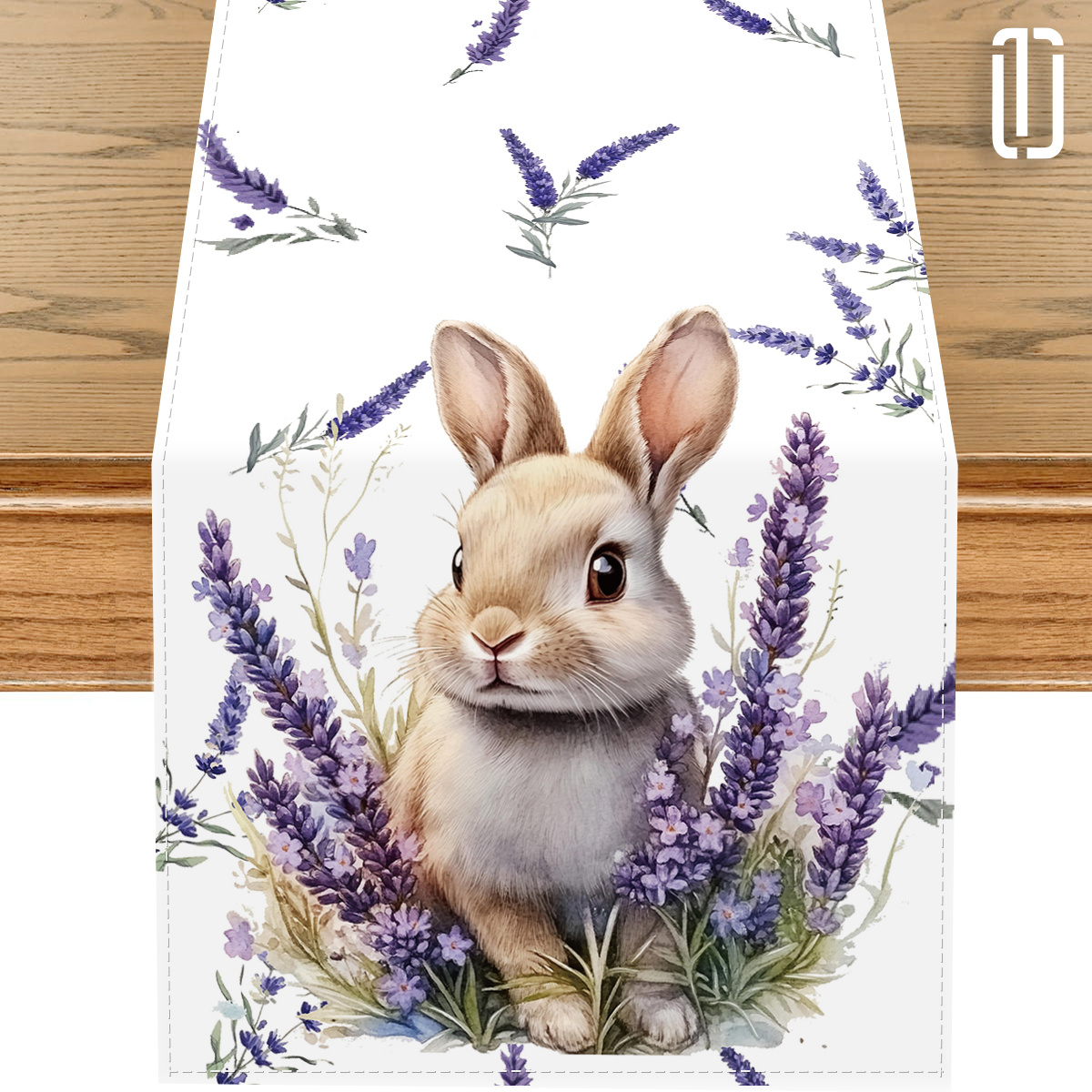 

1pc Easter Bunny Polyester Tablecloth – Cute Lavender , Table Cover For Decor & Gift, Rectangular Shape, Lightweight & Fabric, Bunny Decor