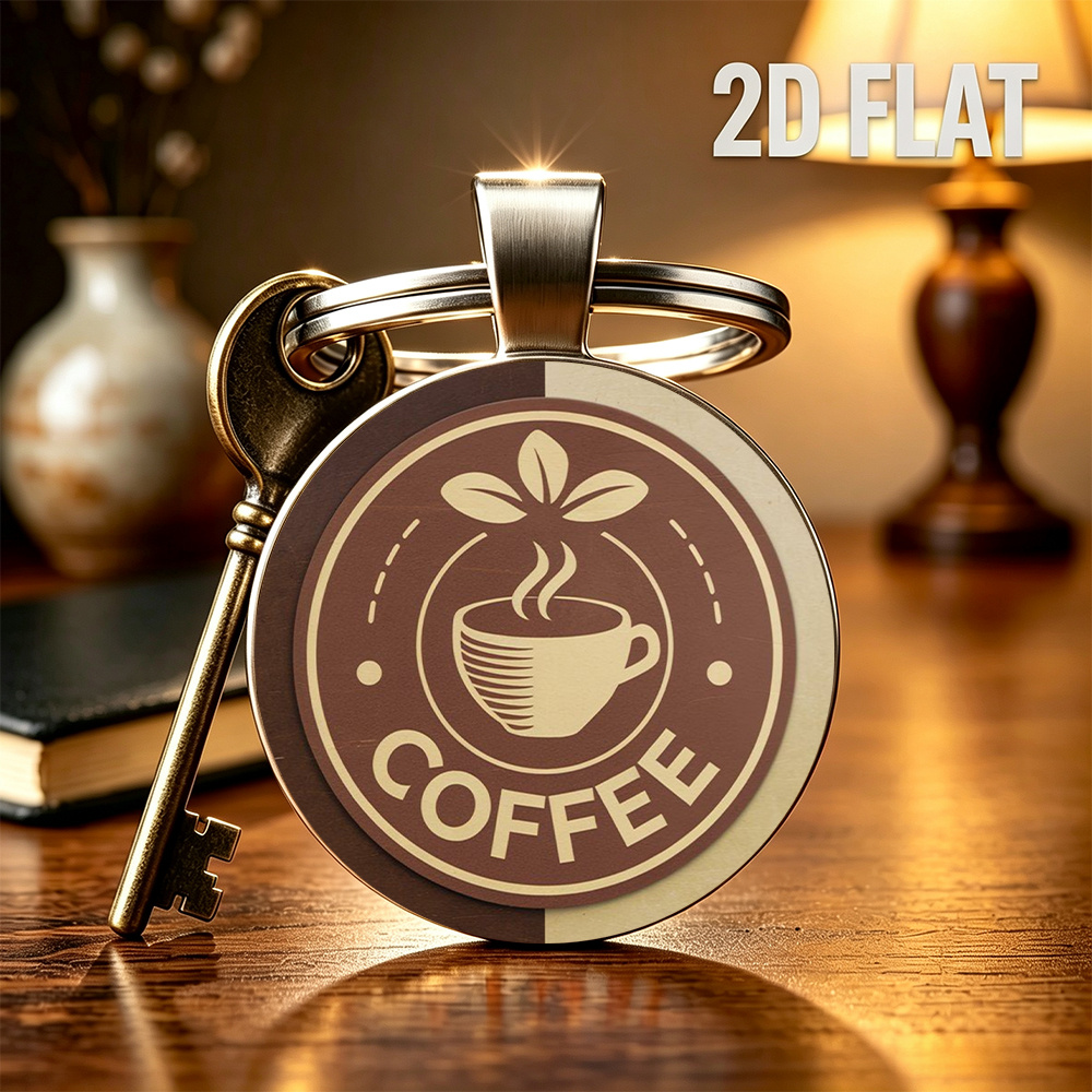 TEMU [2d Flat] - Coffee Logo Fashion Keychain, Key Ring, Pendant, Personalized Charm, Classic Retro Trendy, Anniversary Gift, Unisex, Ideal For ,