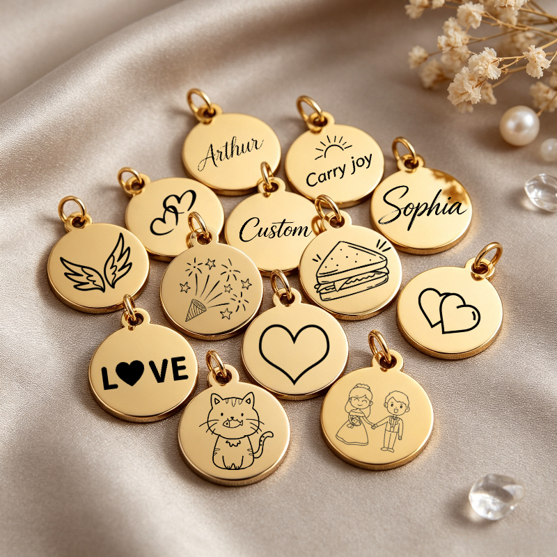 TEMU Personalized Custom Round Stainless Steel Laser Engraving, .2 Cm Blank Metal Necklace Bracelet Diy Tag Laser Engraving Pendant