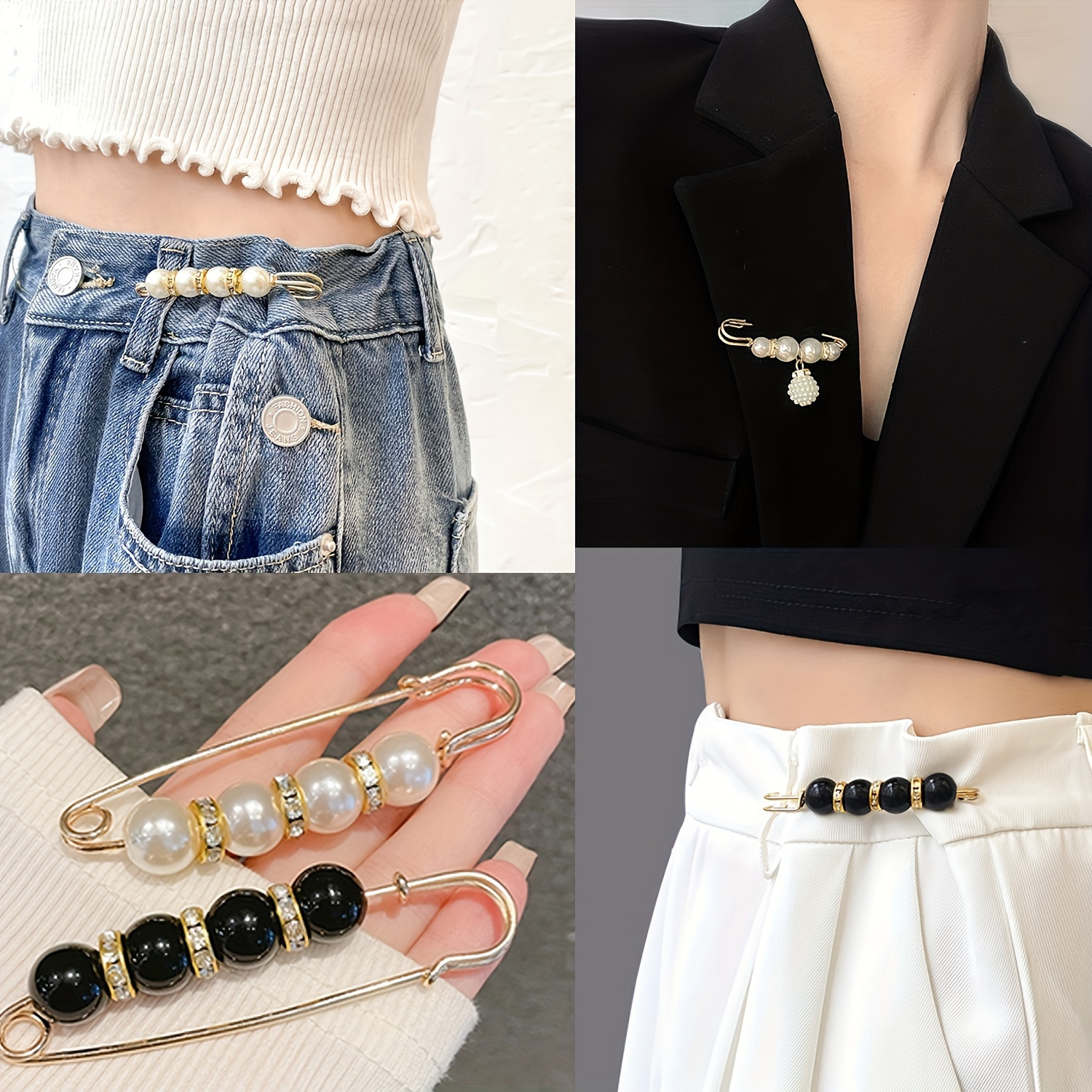 20 piezas/set de pinzas para cinturilla de pantalón, estilo   elegante con decoración de pedrería, regalo femenino detalles 3
