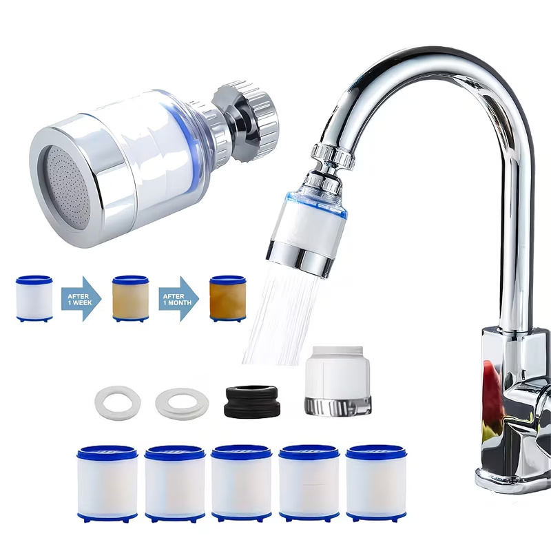 splash proof rotating faucet filter water purifier system with filtered aerator spray 360 degree swivel spout suitable sink shower bathtub fit for eu tap connectors water quality filtration system