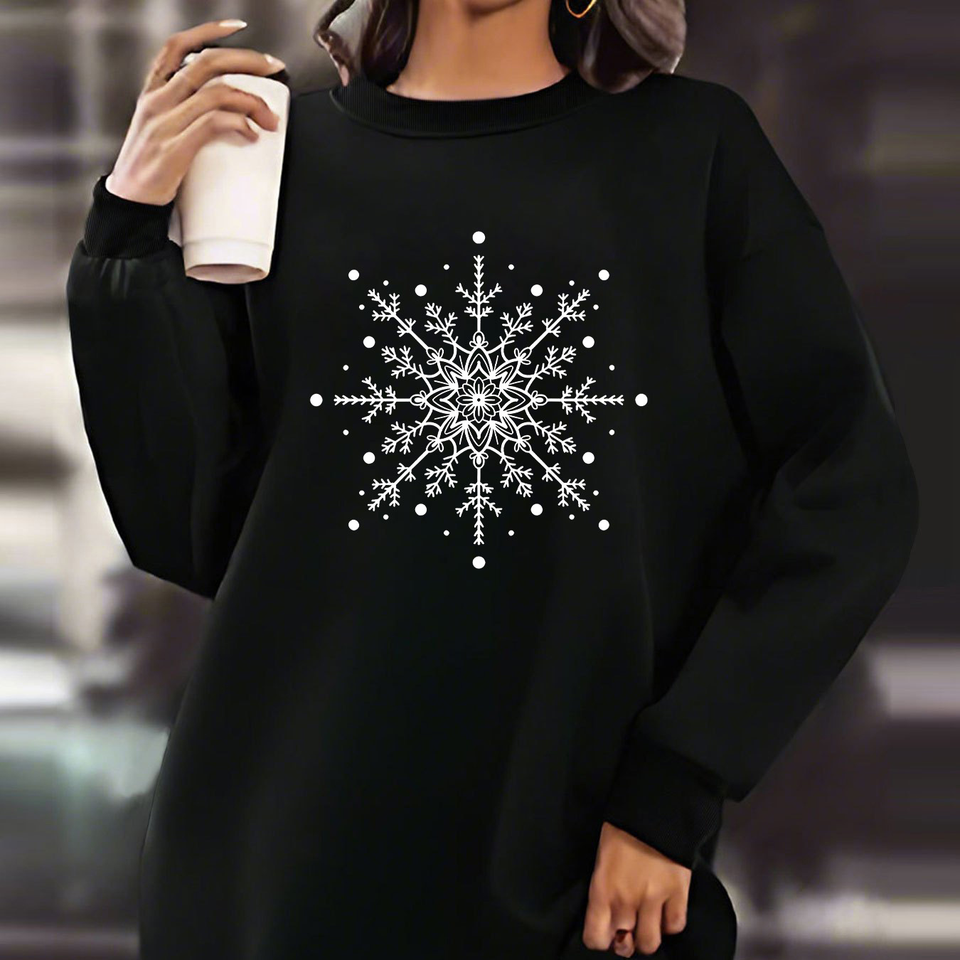 

Fleece-lined Christmas Sweatshirt - Long Sleeve For Women,