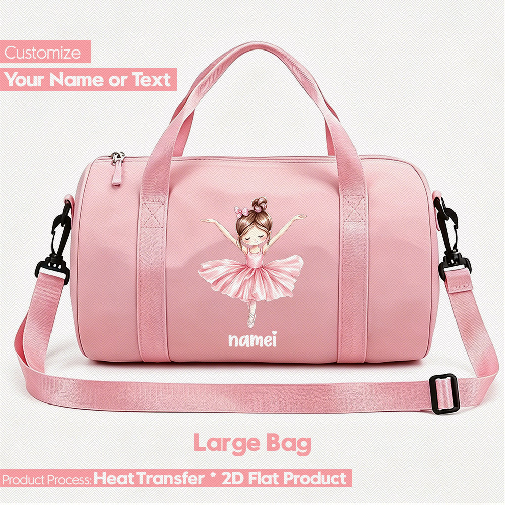 TEMU 1pc Personalized Name Large-capacity Ballet-themed Dance Bag Yoga Bag Gym Bag - Lightweight Large-capacity Messenger Bag With Ballet Patterns,