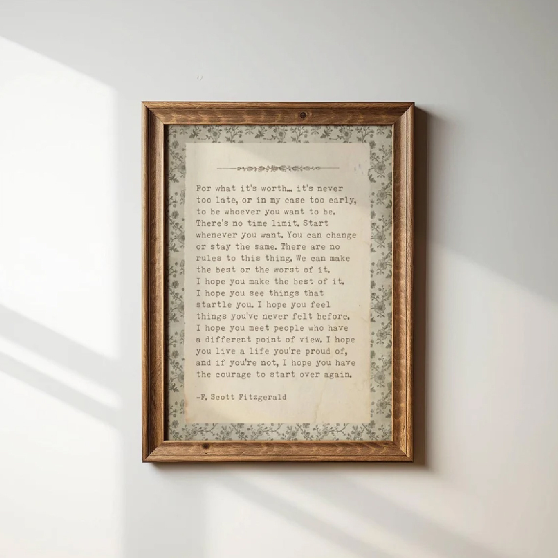 TEMU 1pc F. Scott Fitzgerald Quote Wall Art - Frameless Minimalist Author Signature & Text Canvas Painting, Literary Poster For Bedroom, Living Room