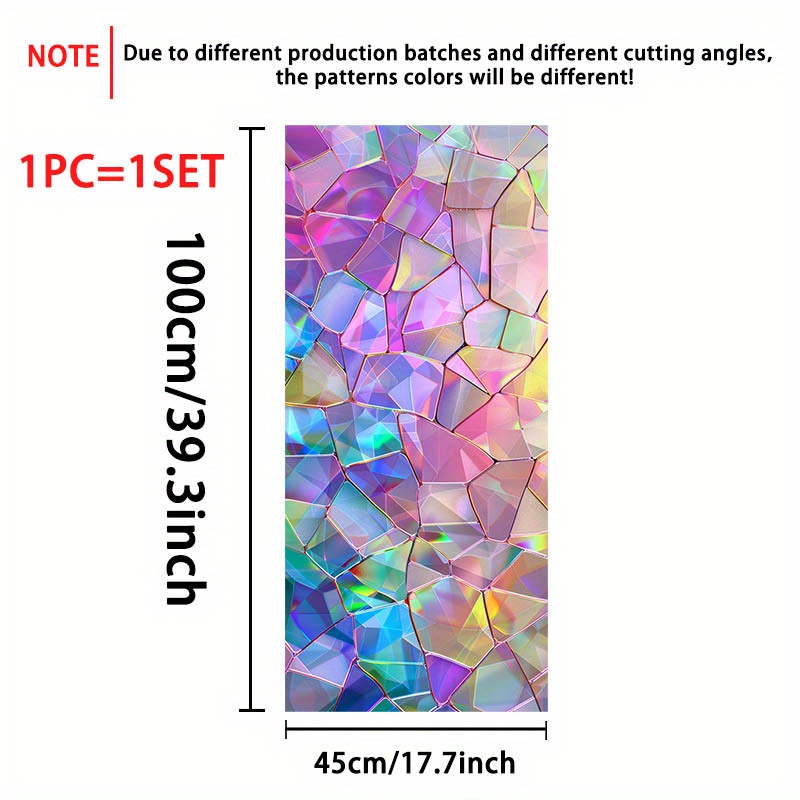 TEMU 1pc, 2d/flat Pattern, Frosted Pvc Material Window Film, Electrostatic Cling For Glass Doors And Windows. Size: 17.72x39.37 Inches (45x100cm).