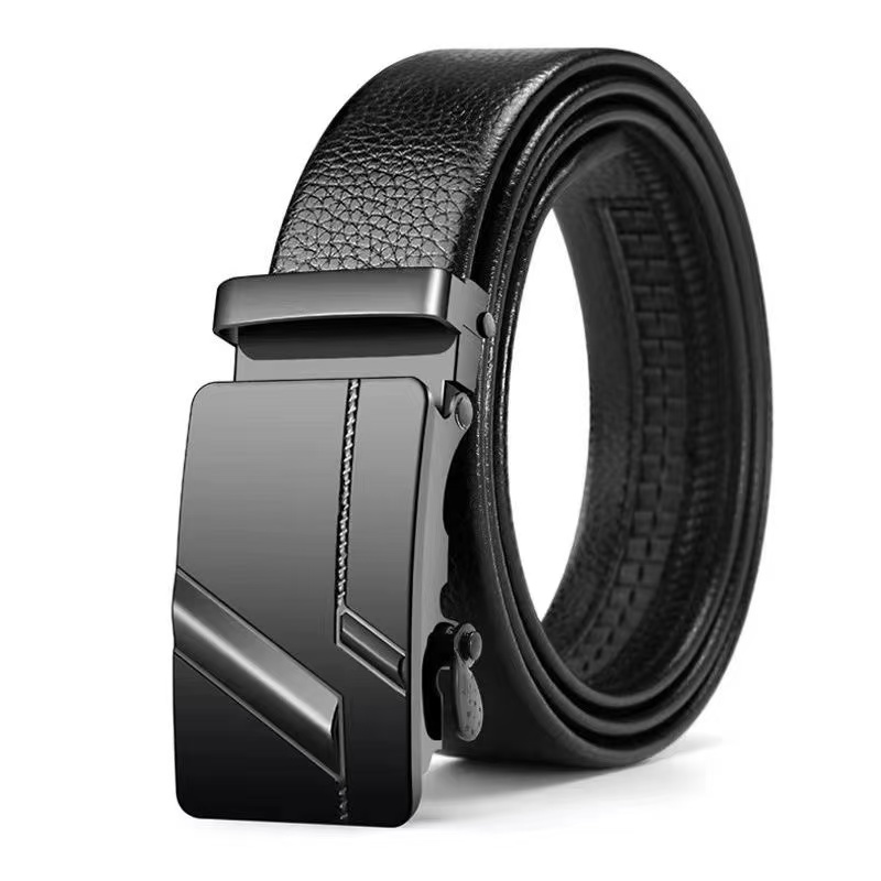 Elegant Men's Black Belt With Automatic Alloy - Easy To Clean, A Gift Suitable For Holidays
