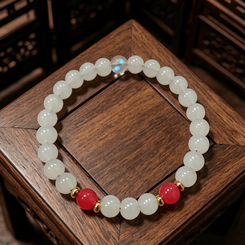 Creamy Chalcedony Powder Bead Moonstone Bracelet
