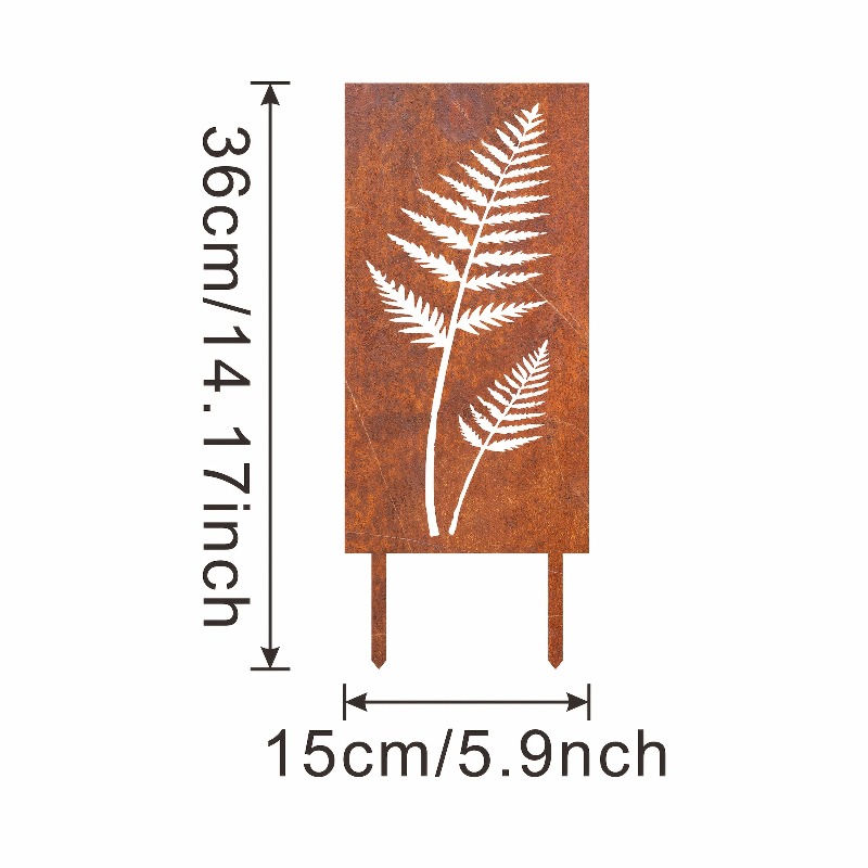 TEMU 【2d Flat】 [2d Flat] 1pc Metal Rusty Screen Garden Insert Decoration, Outdoor Courtyard Art Screen Decoration, Modern Fern Metal Decoration