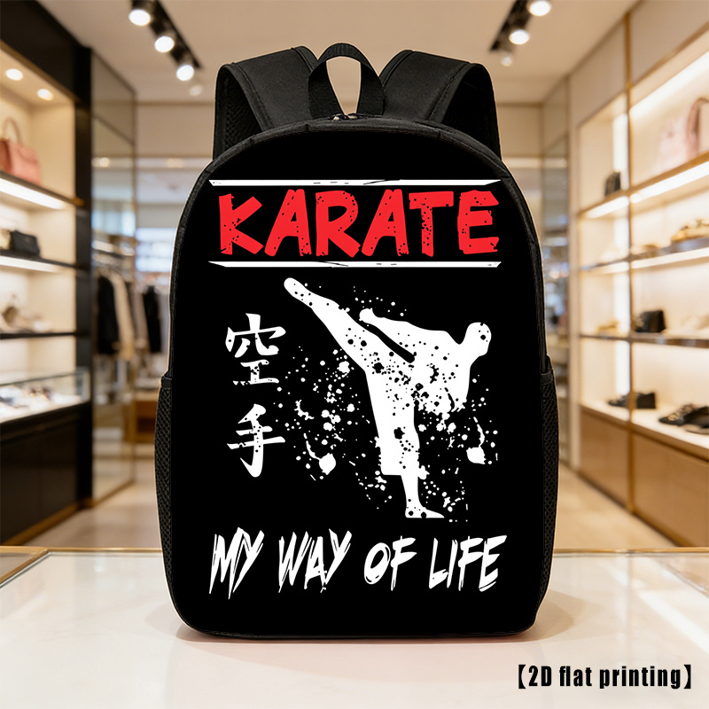TEMU Karate, A Spacious Unisex Backpack Designed For Lightweight Use, Featuring Adjustable Shoulder Straps And Side Pockets, Wear, Commuting, And