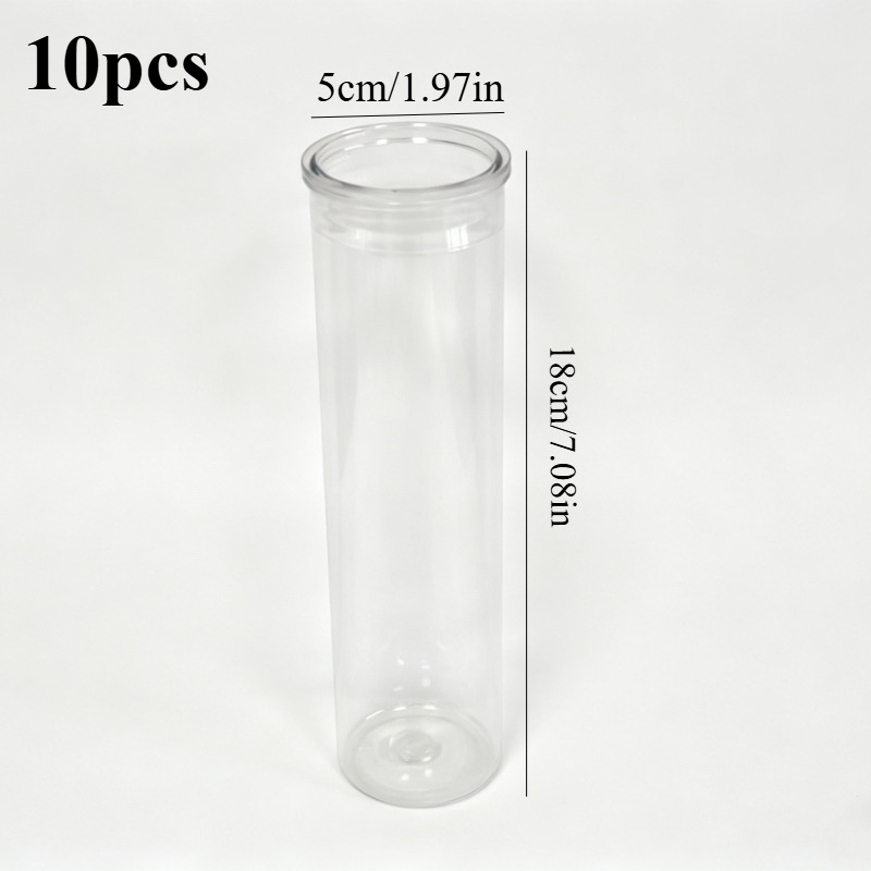 Image of 10pcs Plastic Cylinder Vase Set, Suitable For Parties, Gatherings, Home Decor, Weddings, And Holiday Gifts, Transparent, Festive Tableware, Party Decorations, Bohemian Style, Minimalist Decor