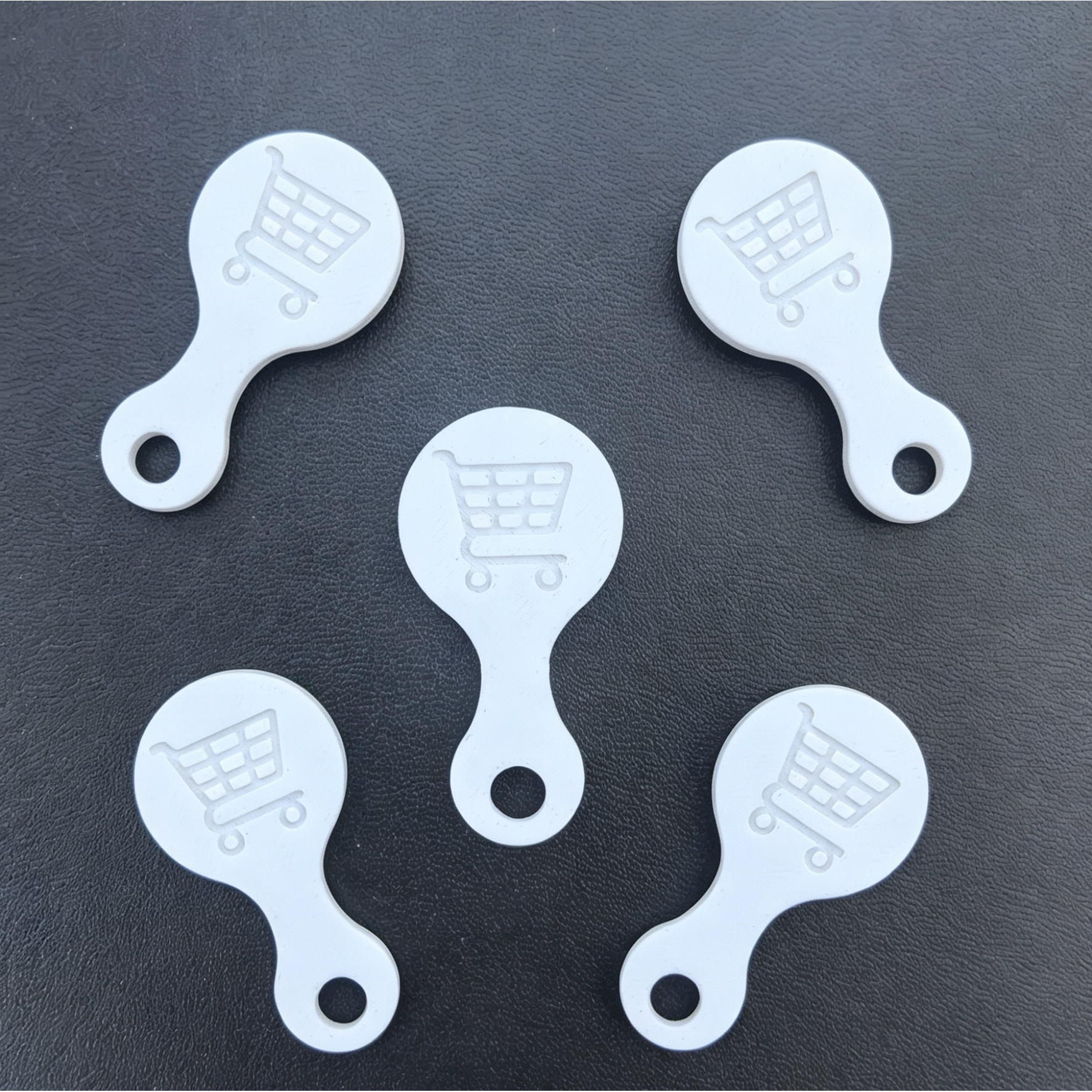 TEMU 5 piezas de herramienta de desbloqueo de carrito de compras para impresión 3D de material PETG, token para abrir carritos, llave portátil y