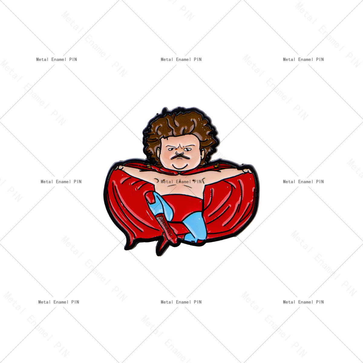 TEMU 1pc Funny Enamel Pin, Cute Cartoon Wrestler Brooch, Retro Movie Character Alloy Lapel Pin For Backpacks, Hats, Jackets, Humorous Accessory Gift