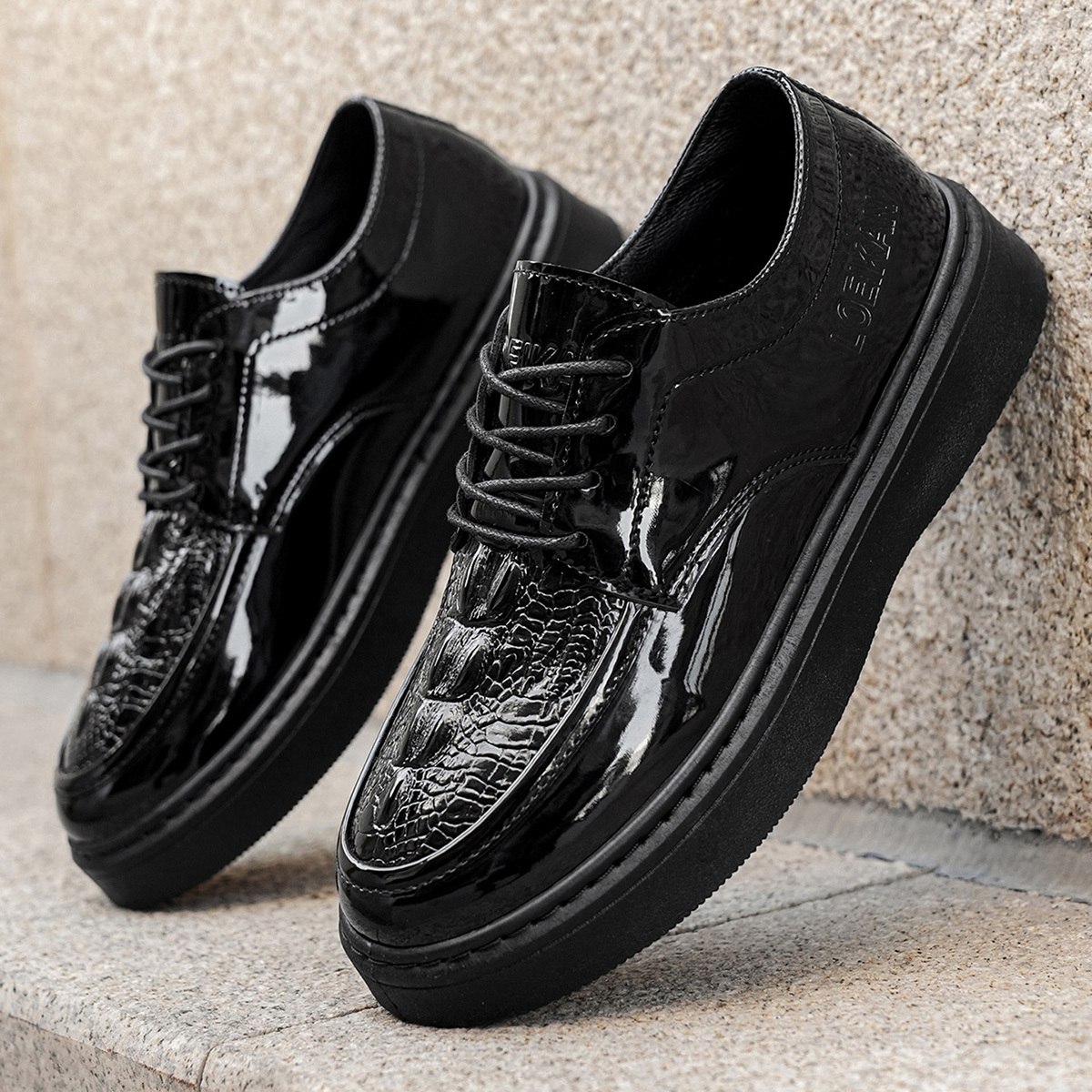 mens black platform shoes sold on Temu United States