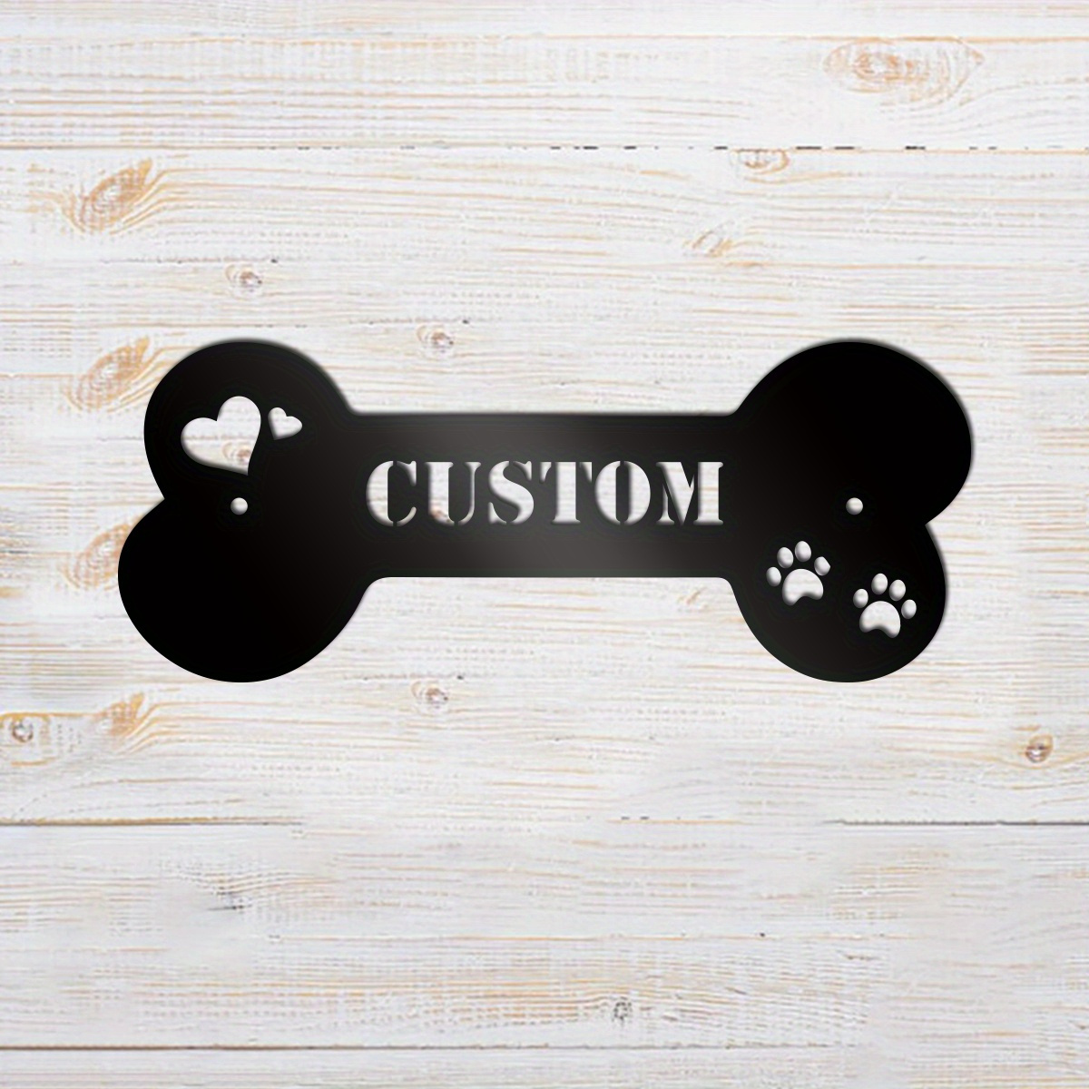 

1pc Personalized House Sign, Art Bone-shaped Id Plate With Custom Engraving, Outdoor Dog Nameplaque Featuring And Heart Accents, Novelty Dog Tag For Collars Or Walls