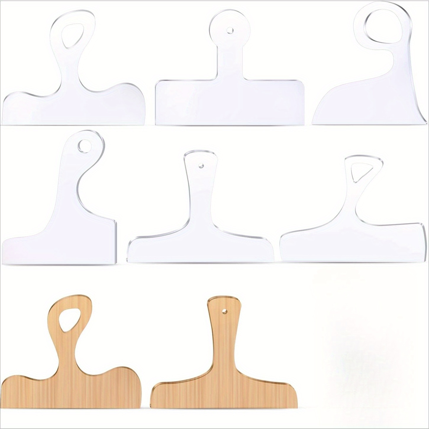 TEMU Transparent Acrylic Board Cutting Handle Template Set Wooden Cutting Board Positioning Cutting Wooden Board Woodworking Template Handle Template