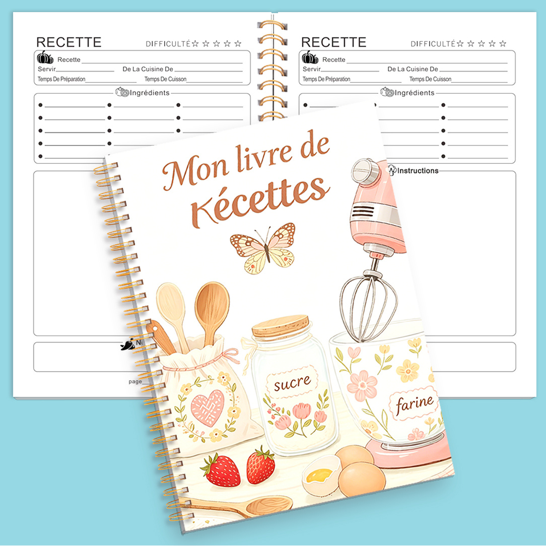 TEMU 1 cahier de composition , illustration de couleurs rose pour outils de pâtisserie, idéal pour les recettes de pâtisserie, la préparation des