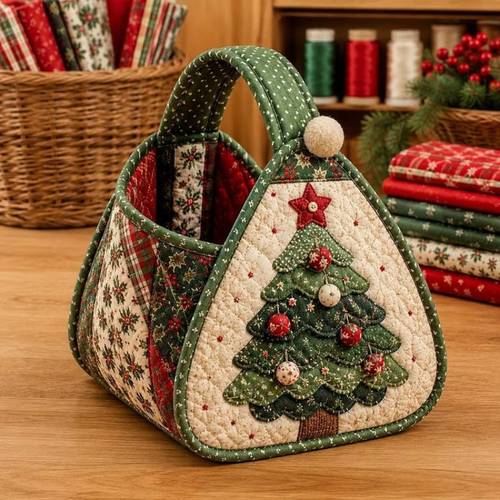 item picture christmas character quilted carry basket shelf baskets