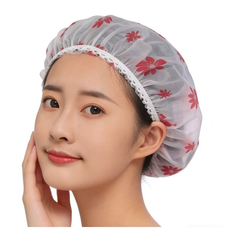1pc Flower High-quality Lace Shower Cap - For Spa Salons, Reusable Bath Cap With Elastic Band, Extra Large Thickened Elastic Head Wrap, Suitable For Hair Salons, Spas, Travel, Gyms