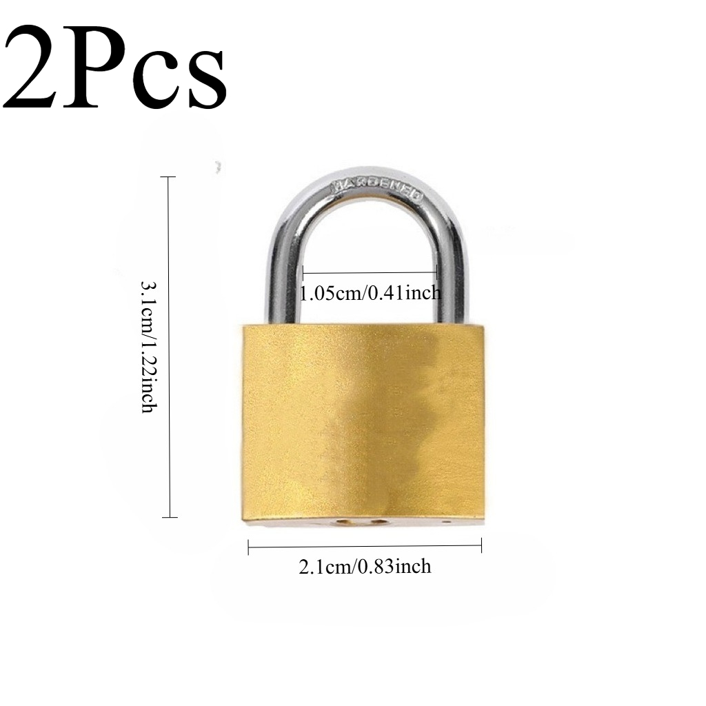 TEMU 2 pz Lucchetto in Metallo Stile Ottone Lucidato con Chiave - Serratura di Compatta Adatta per Casa, Esterno e Protezione Oggetti di Valore;